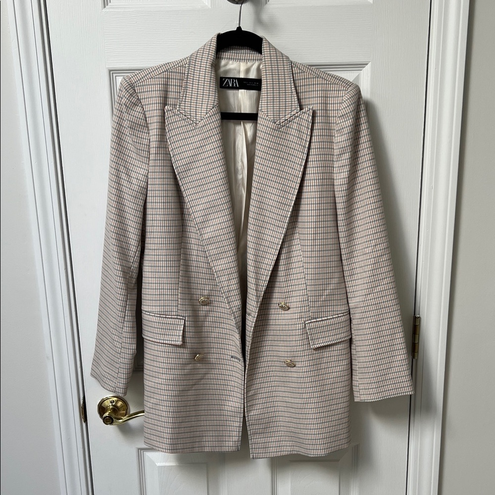 Zara Women's Pink & Blue Blazer